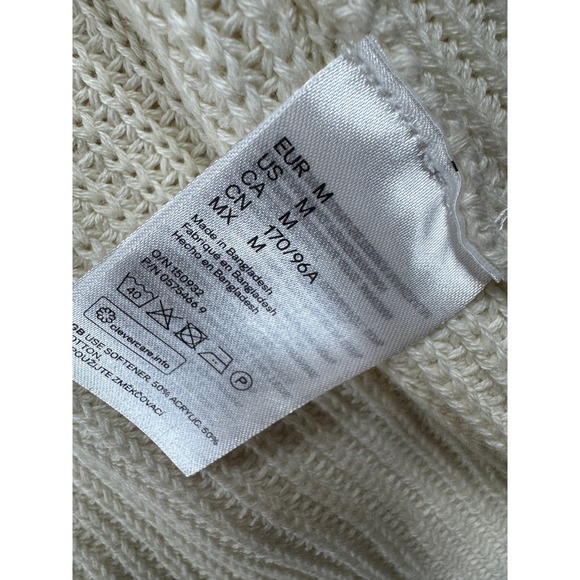 H&M Divided Open Front Cream Knit Cardigan Medium Sweater Cozy Knitwear Fall - Picture 4 of 5